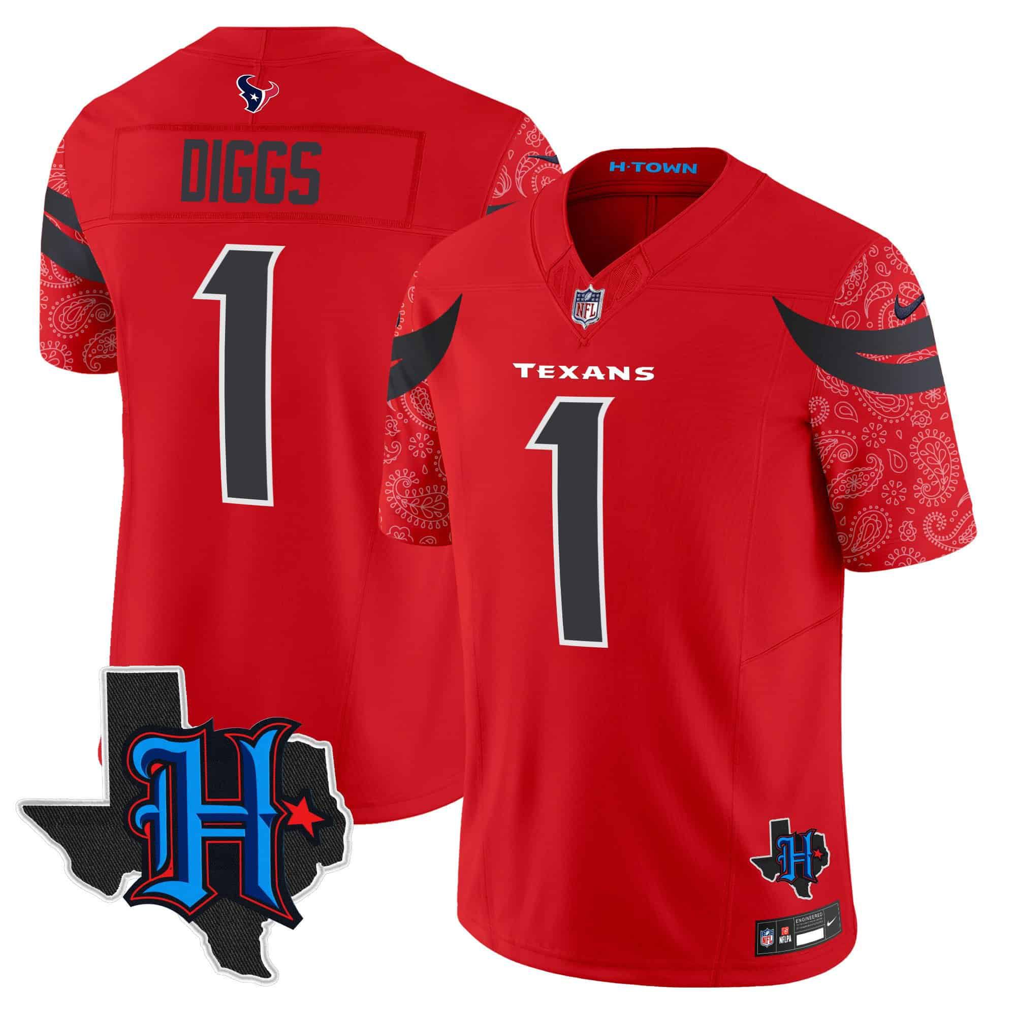 Men Houston Texans #1 Diggs Red 2024 Nike Texas Patch Vapor Limited NFL Jersey->indianapolis colts->NFL Jersey